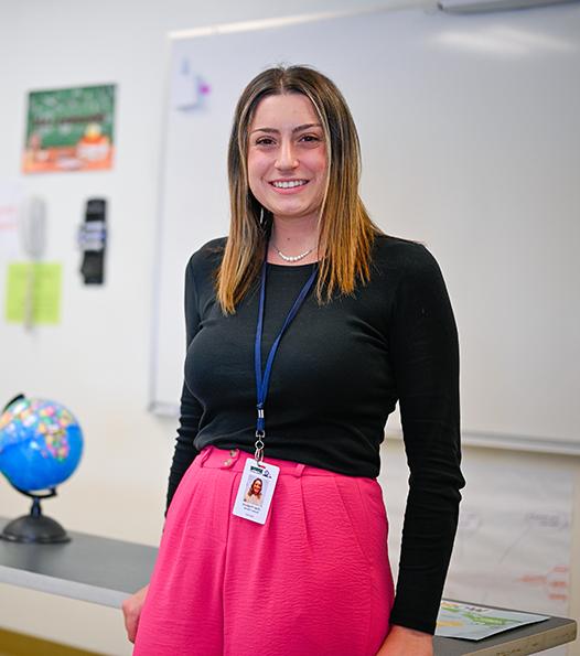 Student teacher in a classroom 